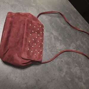 Frenchy of California Burgandy Suede Handbag Studded Red NWOT